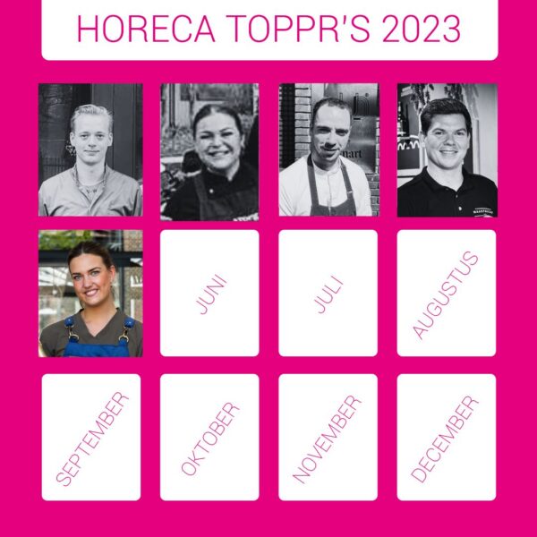5 Horeca TOPPR 's van 2023 met de TOPPR van de maand Tess van der Meer van Hotel Arsenaal Delft by Westcord