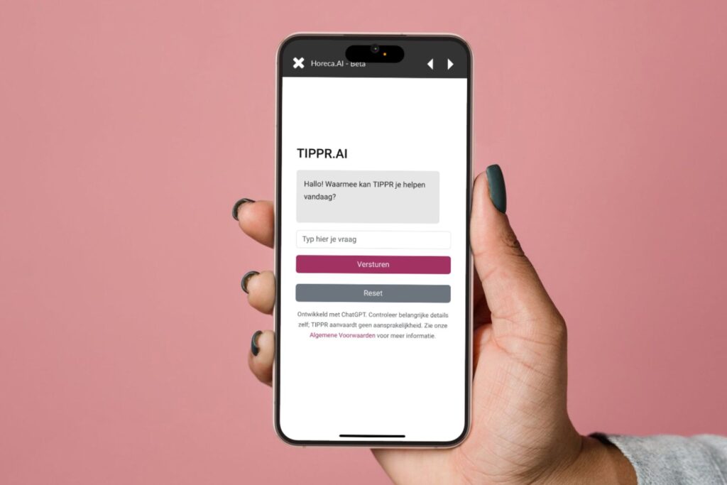 TIPPR app maar daarin het scherm van de TIPPR.AI